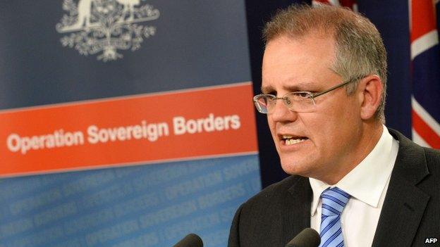 Australian Minister for Immigration and Border Protection Scott Morrison speaks on the new federal government's Operation Sovereign Borders policy during a press conference in Sydney on 23 September 2013 promising a tougher approach on asylum seekers arriving by sea as part of the government's promise to "stop the boats"