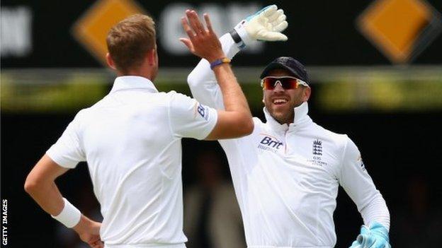 Stuart Broad and Matt Prior