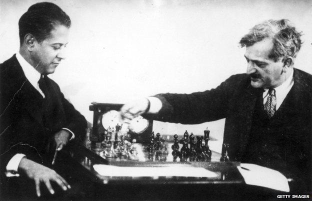 Jose Raul Capablanca plays Emanuel Lasker in 1923