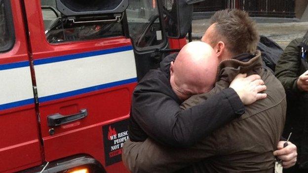 Alex Babcock who has served at Clerkenwell for 29 years is in tears