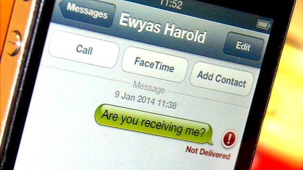 Mobile phone screen saying "message not delivered"