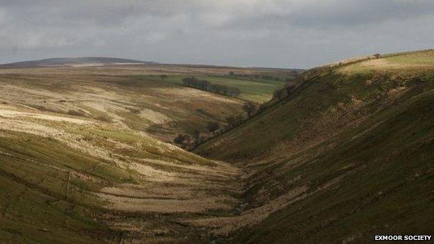 A view of Exmoor moorland near Simonsbath