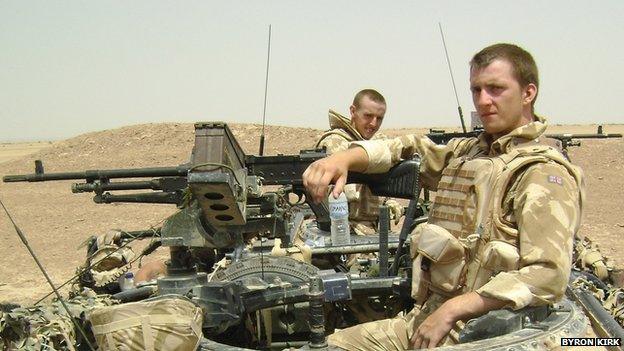 James Wharton sat in a tank in Iraq