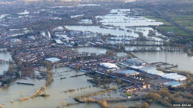 Aerial shot of Wolvercote and Botley floods