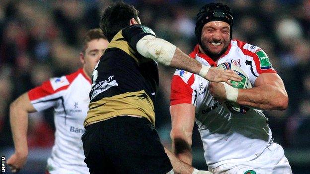 Dan Tuohy attempts to get past Johnnie Beattie at Ravenhill