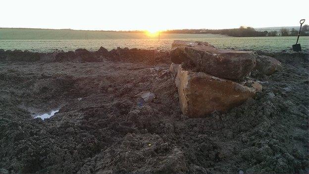 Large stones in the earth at All Cannings