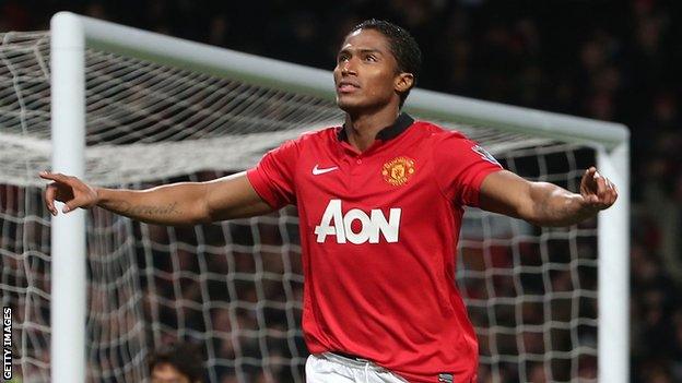 Manchester United's Antonio Valencia celebrates his opening goal