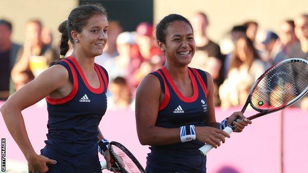 Britain's Laura Robson (left) and Heather Watson