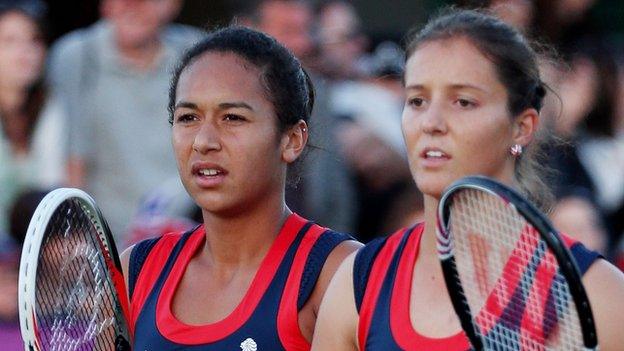 Britain's Heather Watson (left) and Laura Robson