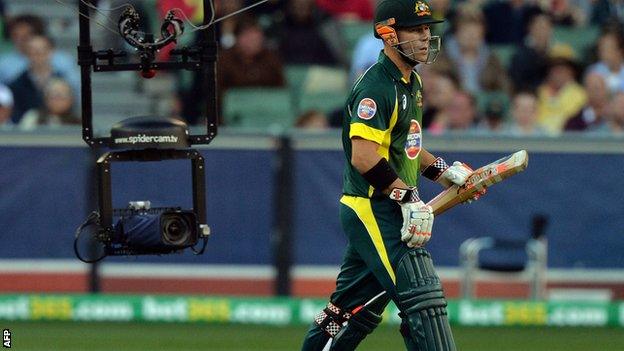 Australia batsman David Warner returns to the crease against England at Melbourne