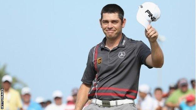 Louis Oosthuizen celebrates winning in Durban