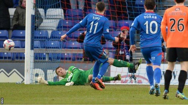 Radoslaw Cierzniak saves Nick Ross's penalty