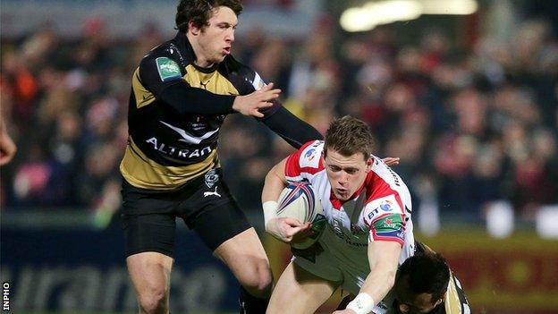 Craig Gilroy in action Friday's Heineken Cup win over Montpellier