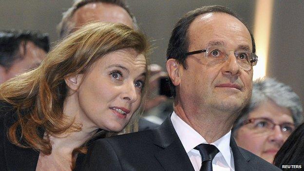 Francois Hollande with partner Valerie Trierweiler - 19 Jan 13