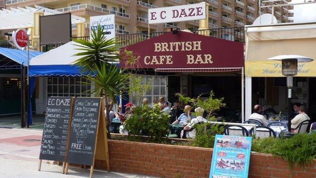 British cafe, Fuengirola, Spain