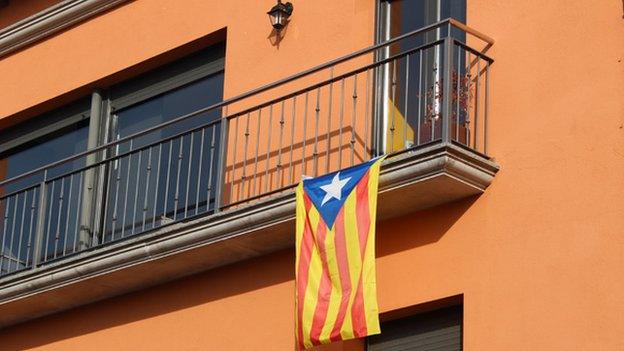 Catalan flag on balcony