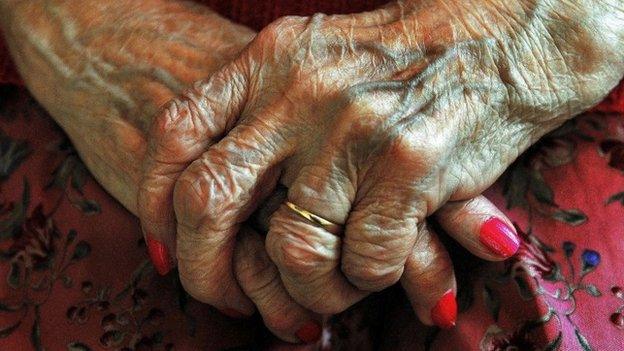 Elderly woman's hands