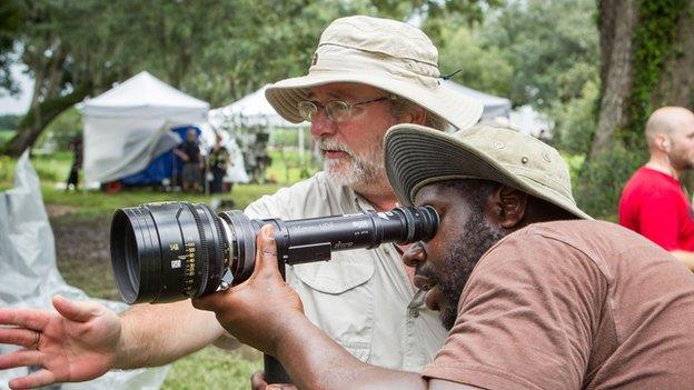 Sean Bobbitt (left) with Steve McQueen on location making 12 Years a Slave