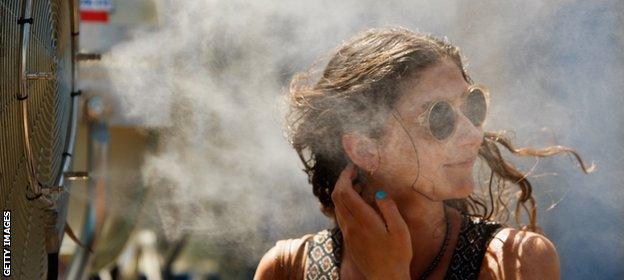 A tennis fan keeps cool at Melbourne Park