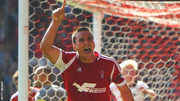 Jack Hobbs celebrates scoring for Nottingham Forest against Derby County