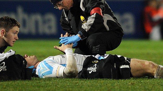 Paul Warwick suffered a neck injury in the defeat at Sale