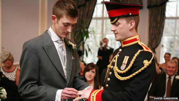 Tom and James's at their civil partnership ceremony