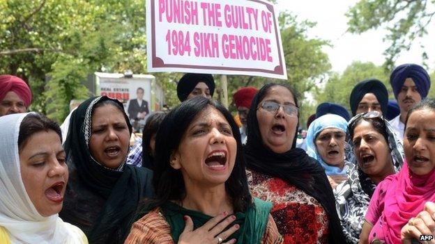 Sikh protesters in New Delhi in May 2013