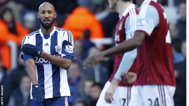 Nicolas Anelka makes his "quenelle" gesture