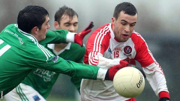 Aaron Kerrigan (right) hit seven points for Derry against St Mary's