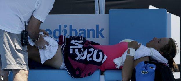 Varvara Lepchenko has treatment during a medical timeout