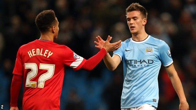 Emyr Huws (right) with Blackburn's Adam Henley