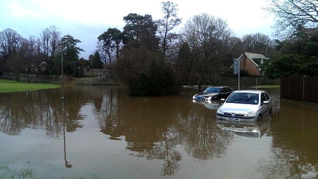 Flooded area in East Sussex