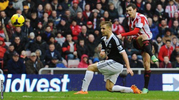 Adam Johnson equalises for Sunderland against Southampton