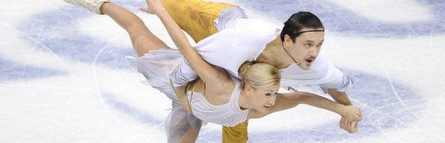 Russian pair Tatiana Volosozhar (left) and Maxim Trankov (right)