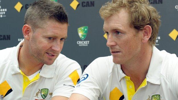 Australia captain Michael Clarke (left) and batsman George Bailey