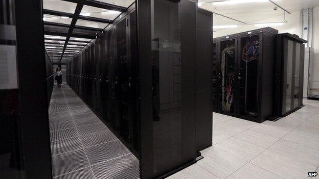 Servers stacked up in a Digital Realty facility