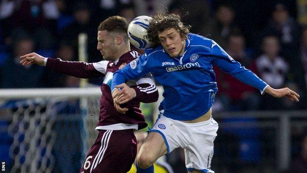 St Johnstone midfielder Murray Davidson suffered the injury against Hearts