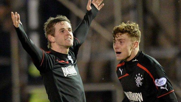 David Templeton (left) celebrates for Rangers