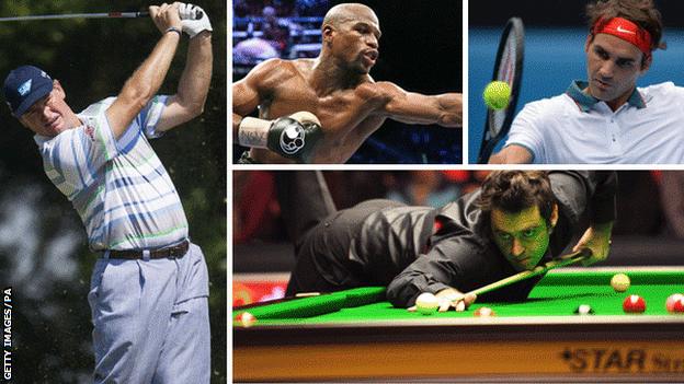 Ernie Els, Floyd Mayweather, Roger Federer and Ronnie O'Sullivan