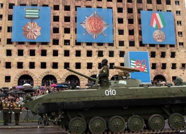 Military parade in Sukhumi, Abkhazia, 30 September 2013