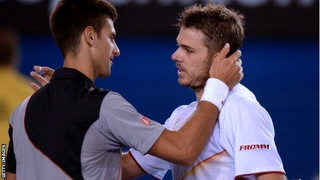 Novak Djokovic (left) and Stanislas Wawrinka