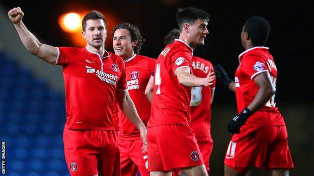 Yann Kermogant celebrates scoring for Charlton