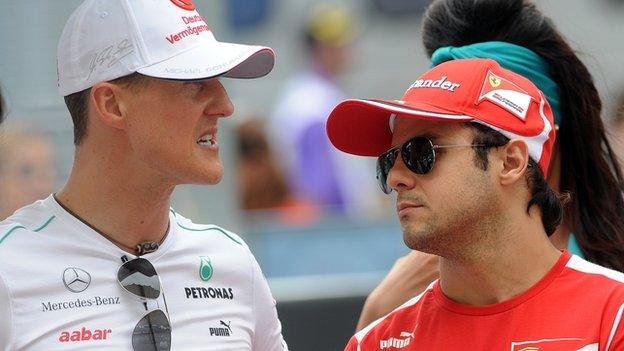 Michael Schumacher and Felipe Massa