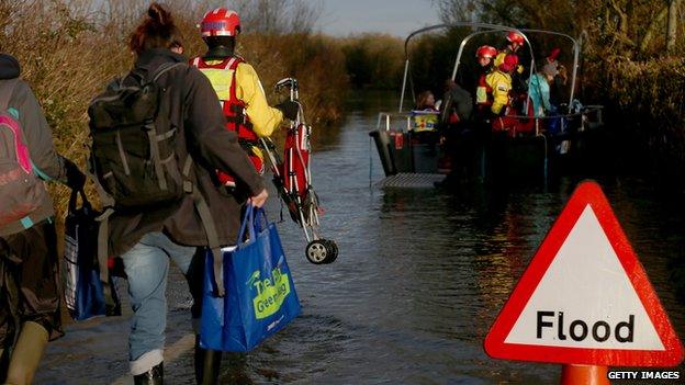 Boat service to flooded Muchelney