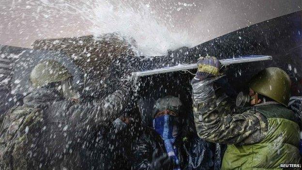 Protesters in Kiev, 23 Jan