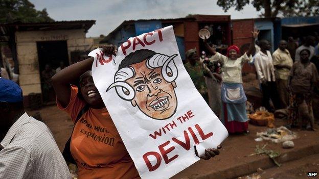 Ugandans taking part in an anti-gay demonstration at Jinja, Kampala (14 February 2010)