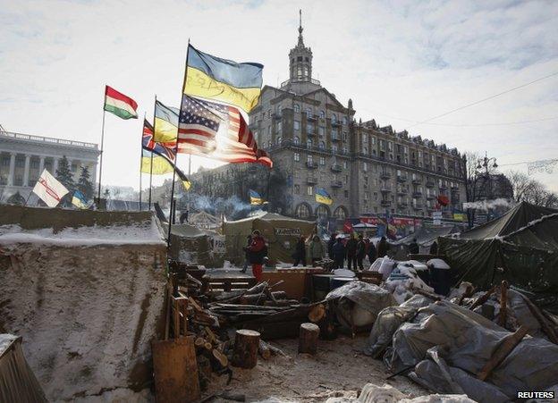 Protesters' tents in Kiev, 24 January