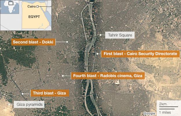 Map showing blast sites