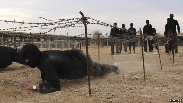 Islamist fighters at a training camp in eastern al-Ghouta, near Damascus