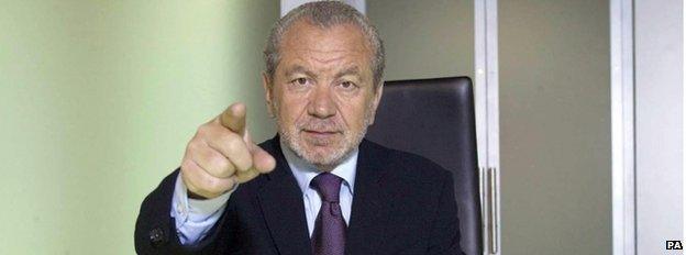 Lord Alan Sugar pointing at the camera